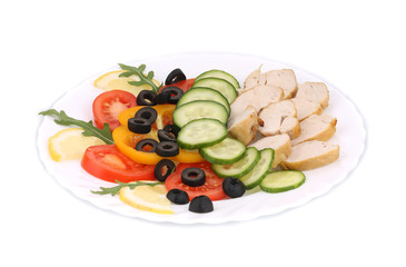 Chicken salad with vegetables and spices.