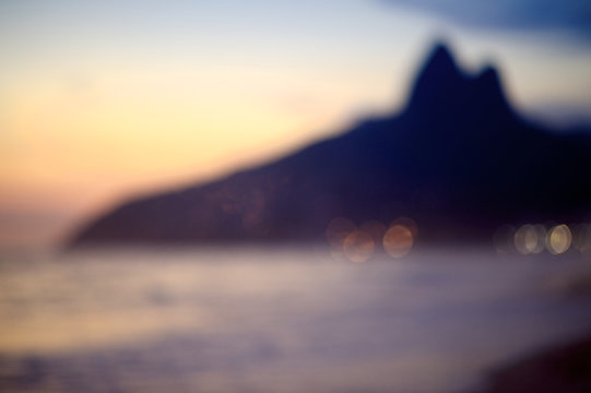 Defocus Rio de Janeiro Brazil Sunset Silhouette Two Brothers