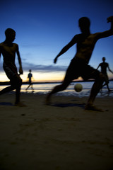 Fototapeta na wymiar Football Soccer Players Night Game Silhouettes