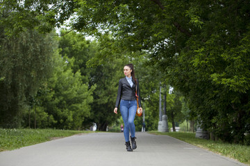 Young woman walking outdoor