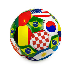 Obraz premium Soccer ball with brazilian flag
