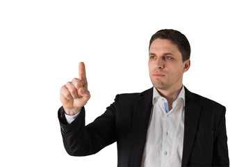 Businessman standing and pointing
