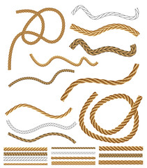 Vector Rope Brushes - with brush library - obrazy, fototapety, plakaty