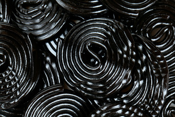 Licorice candies isolated on white background