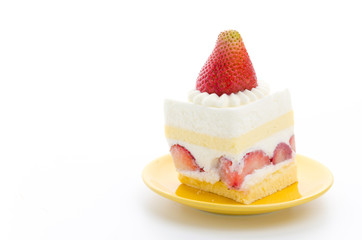 Strawberry cheesecake isolated on white background