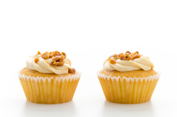 Nuts cupcake isolated on white background