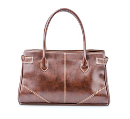 Woman leather bag isolated white background