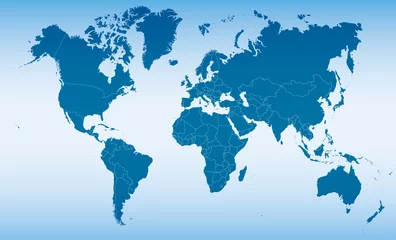 Poster blue map of world © topor