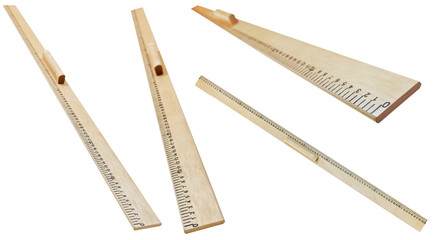 set of wooden meter rulers