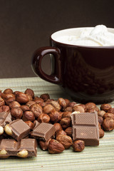 chocolate with nuts and coffee