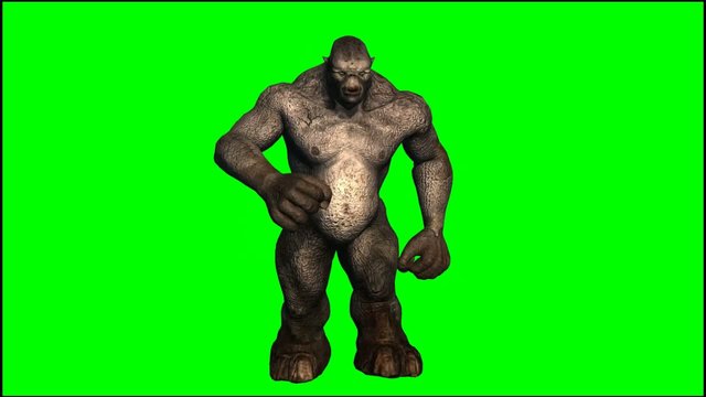 Trolls Mythical Fantasy Creature goes berserk - green screen