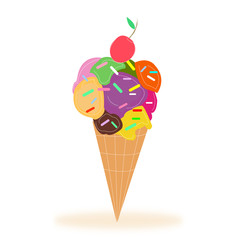 Ice cream in the cone vector