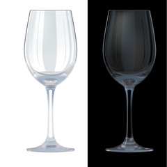 clear glass on  white and black