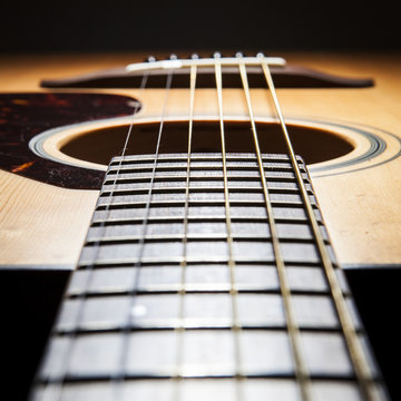 acoustic guitar detail on black background