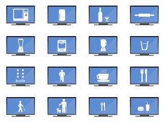 Symboles sur 16 écrans de télévision