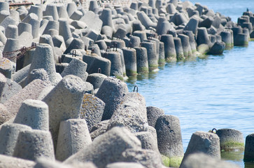 Concrete breakwater of Baltic sea channel