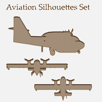 Brown plane silhouette set