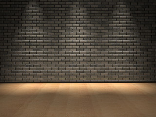 Conceptual brick wall and floor