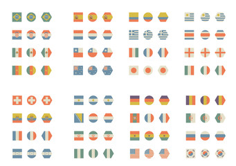 Simple and vintage flags for the world brazil