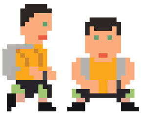 vector illustration - pixel art style drawing of bended person i