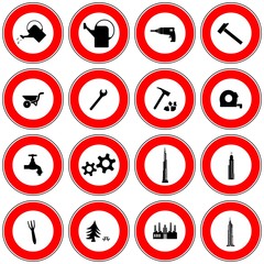 Symboles dans 16 panneaux de signalisation