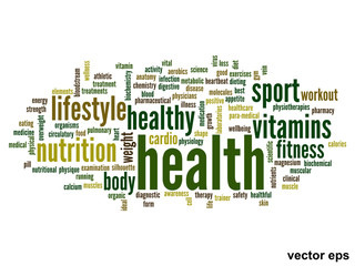 Vector conceptual health word cloud