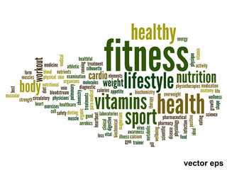 Vector conceptual fitness health word cloud