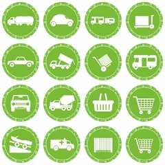 Symboles dans 16 panneaux vert