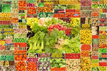 collage de nombreuses photographies de fruits et légumes