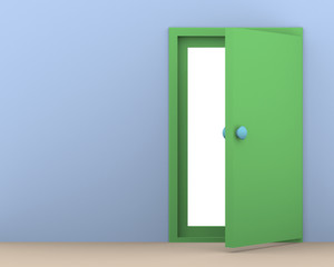 open door over white background