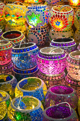 Fototapeta na wymiar Oriental turkish lanterns at Istanbul market, Turkey