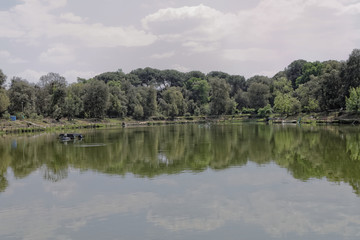 Fototapeta na wymiar artificial fishing lake