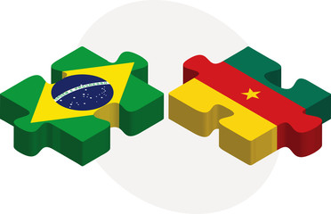 Brazil and Cameroon Flags in puzzle