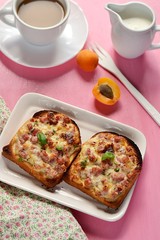 Warm open faced sandwiches for breakfast