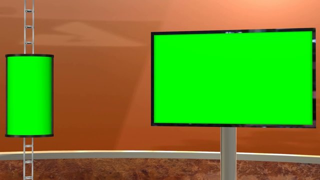 Virtual Studio Background With Green Screen Video Wall