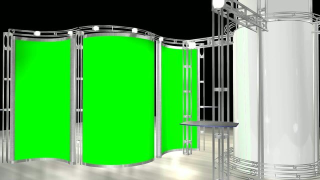 Virtual Studio Background With Green Screen Video Wall