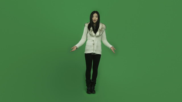 Asian girl young adult isolated greenscreen green background