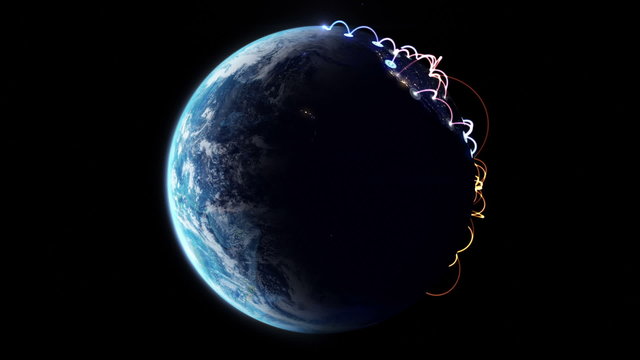 Growing network across the world. beautiful 3d animation, loop