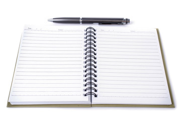 Lined notebook and pen