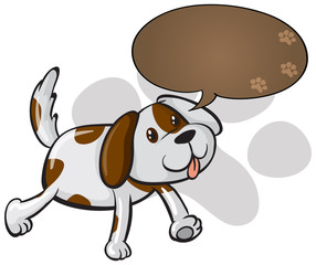 A cute dog with an empty callout