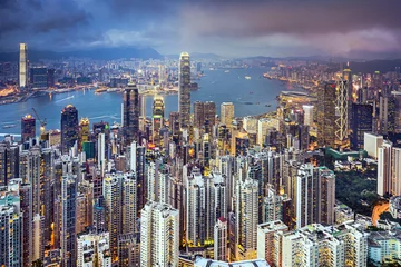 Crédence de cuisine en verre imprimé Hong Kong Hong Kong Chine City Skyline