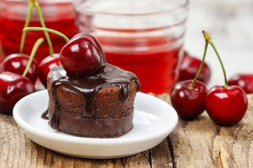Chocolate cake with cherries