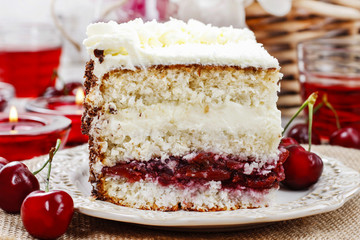 Cherry and coconut layer cake