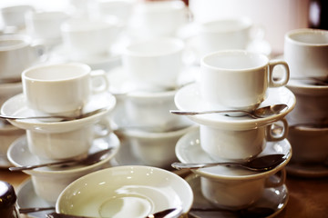 Coffee cups in a bar