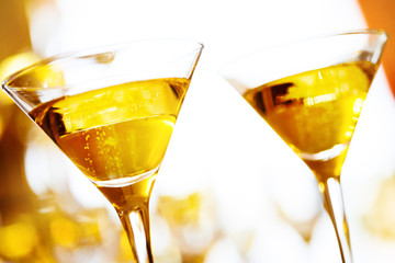 Celebration. Two champagne glasses.