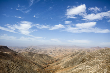 desert's mountains lanscape in fuerteventura, canary island, spa
