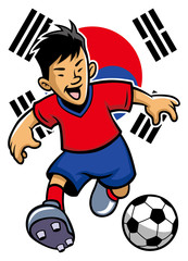 Korean soccer player with flag background