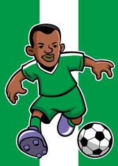 Nigeria soccer player with flag background