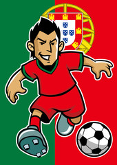 Portugal soccer player with flag background