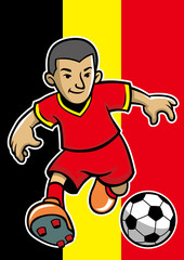 Belgium soccer player with flag background